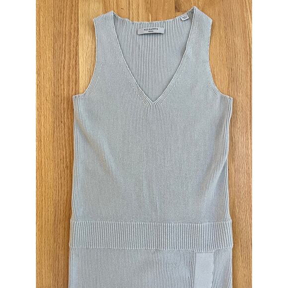 ALLSAINTS Rassa Ribbed drop waist sweater  Dress V-neck, sleeveless, small midi - Picture 3 of 13